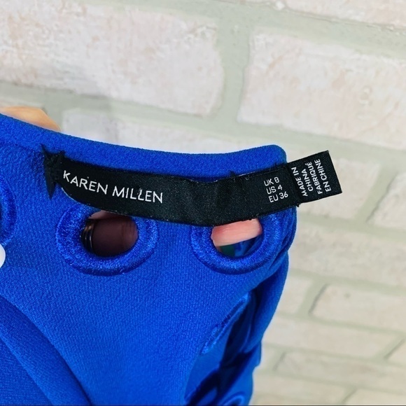 Karen Millen Blue Cut Out Shoulder Top - Picture 8 of 8